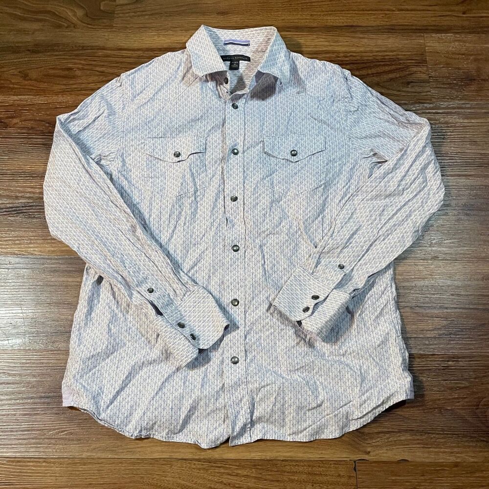 Banana Republic Shirt Slim Blue White Long Sleeve Button Up Cotton Men's Size M